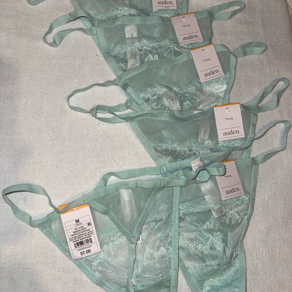 Auden Sheer Lace Thong Mint Green lot of 6 pair